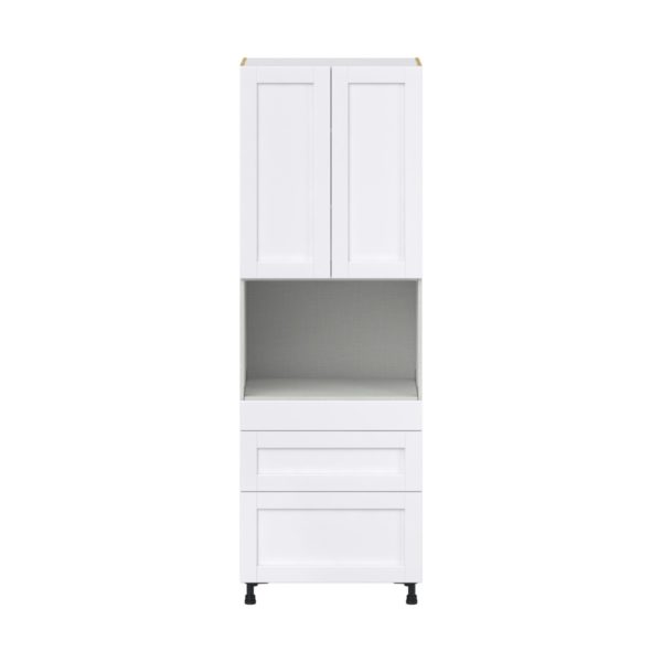 Dahlia Bright White  Shaker Assembled Pantry Microwave  Cabinet with 3 Drawers (30 in. W x 89.5 in. H x 24 in. D)