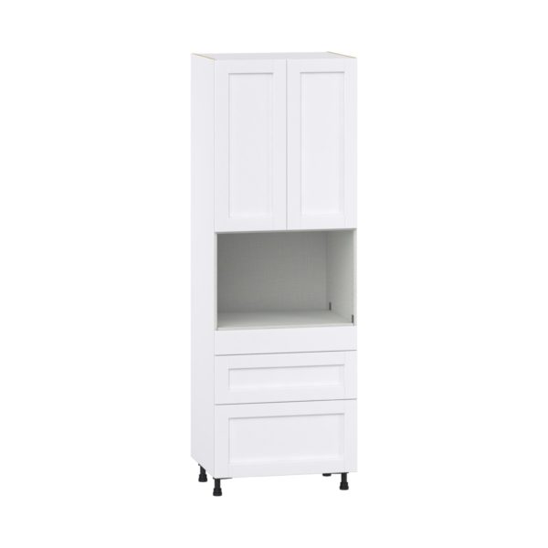 Dahlia Bright White  Shaker Assembled Pantry Microwave  Cabinet with 3 Drawers (30 in. W x 89.5 in. H x 24 in. D)