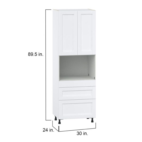 Dahlia Bright White  Shaker Assembled Pantry Microwave  Cabinet with 3 Drawers (30 in. W x 89.5 in. H x 24 in. D)