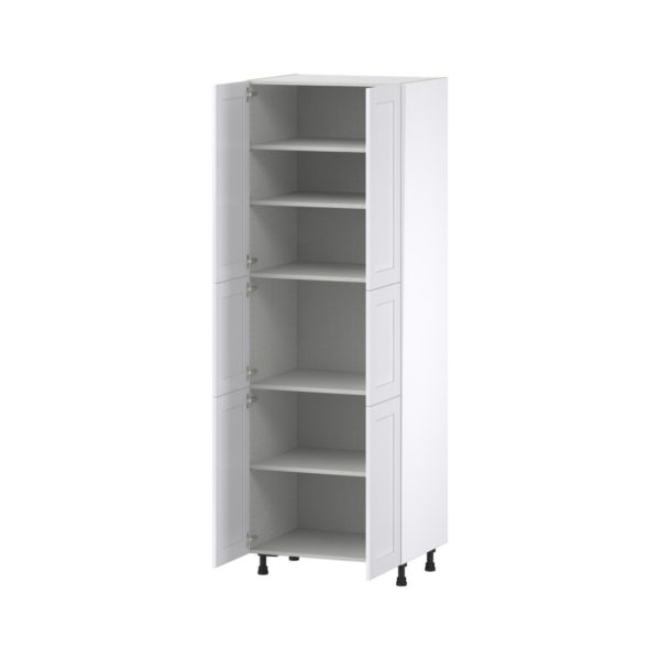 Dahlia Bright White  Shaker Assembled Pantry  Cabinet with 5 Shelves (30 in. W x 89.5 in. H x 24 in. D)