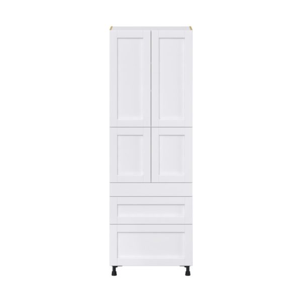 Dahlia Bright White  Shaker Assembled Pantry  Cabinet with 3 Drawers and 2 Inner Drawers (30 in. W x 89.5 in. H x 24 in. D)