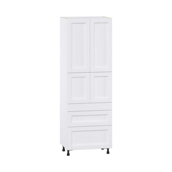 Dahlia Bright White  Shaker Assembled Pantry  Cabinet with 3 Drawers and 2 Inner Drawers (30 in. W x 89.5 in. H x 24 in. D)