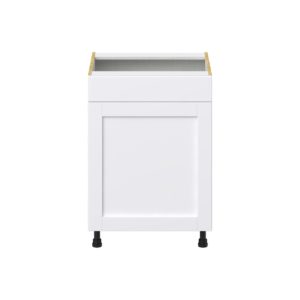 Dahlia Bright White   Shaker Assembled Sink Base Cabinet with 1 Door and 1 False Front (24 in. W x 34.5 in. H x 24 in. D)