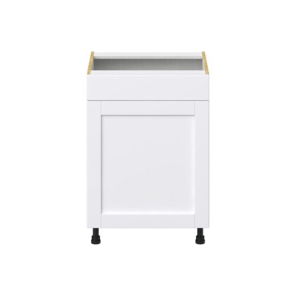 Dahlia Bright White   Shaker Assembled Sink Base Cabinet with 1 Door and 1 False Front (24 in. W x 34.5 in. H x 24 in. D)