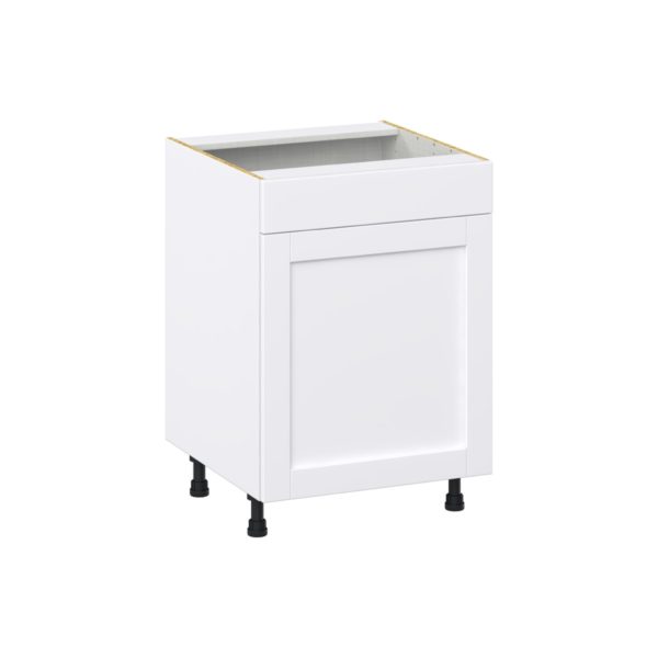 Dahlia Bright White   Shaker Assembled Sink Base Cabinet with 1 Door and 1 False Front (24 in. W x 34.5 in. H x 24 in. D)