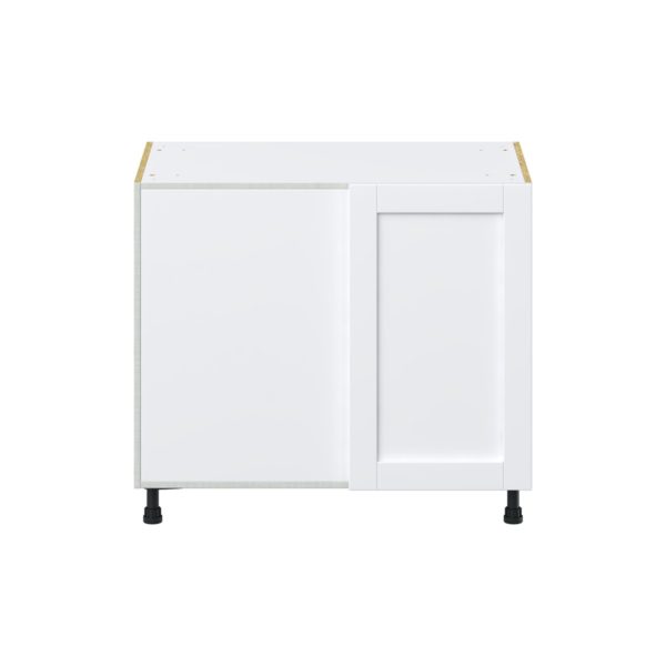 Dahlia Bright White  Shaker Assembled Blind Base Corner  Cabinet Left Open (39 in. W X 34.5 in. H X 24 in. D)