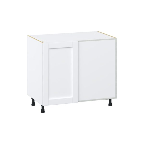 Dahlia Bright White  Shaker Assembled Blind Base Corner  Cabinet Right Open (39 in. W x 34.5 in. H x 24 in. D)