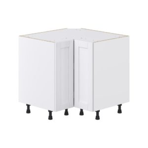 Dahlia Bright White  Shaker Assembled Lazy Susan Corner Base Cabinet (36 in. W x 34.5 in. H x 24 in. D)