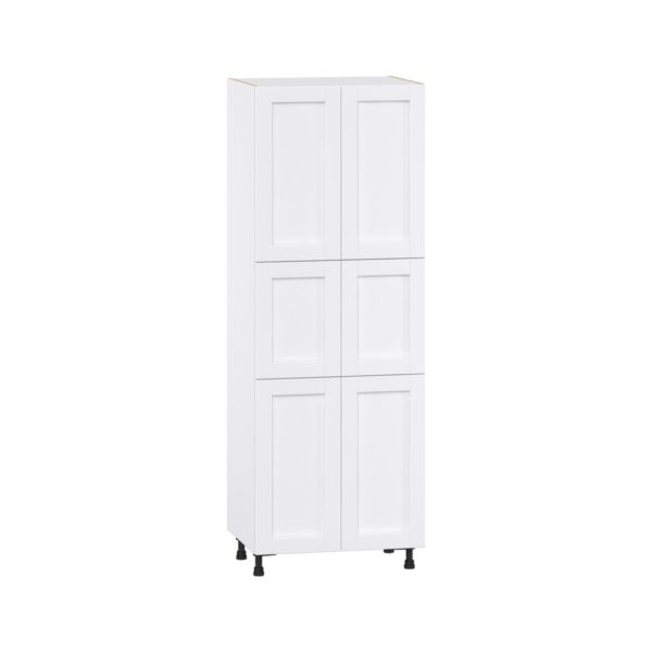 Dahlia Bright White  Shaker Assembled Pantry  Cabinet with 5 Shelves (30 in. W x 84.5 in. H x 24 in. D)