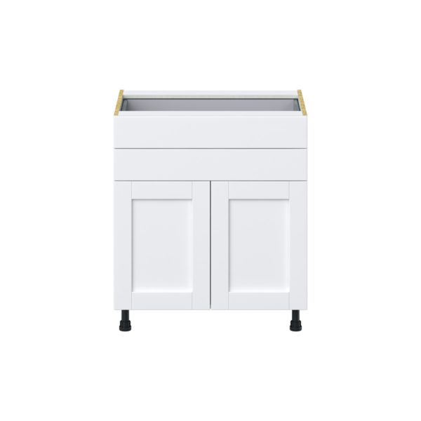 Dahlia Bright White  Shaker Assembled Base Cabinet with Two Doors and Two 5 in. Drawers (30 in. W x 34.5 in. H x 24 in. D)