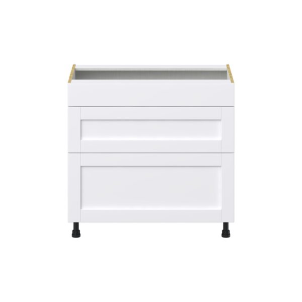 Dahlia Bright White  Shaker Assembled Cooktop Base Cabinet with Drawers and False Front (36 in. W x 34.5 in. H x 24 in. D)