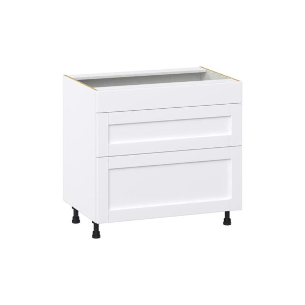 Dahlia Bright White  Shaker Assembled Cooktop Base Cabinet with Drawers and False Front (36 in. W x 34.5 in. H x 24 in. D)