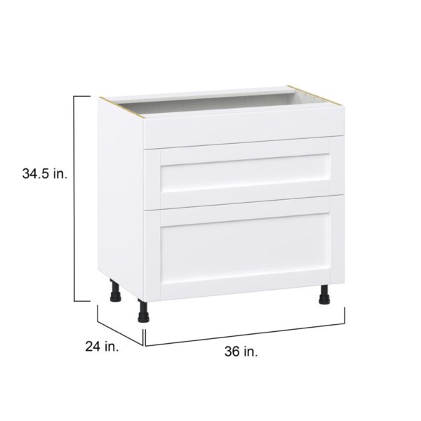 Dahlia Bright White  Shaker Assembled Cooktop Base Cabinet with Drawers and False Front (36 in. W x 34.5 in. H x 24 in. D)