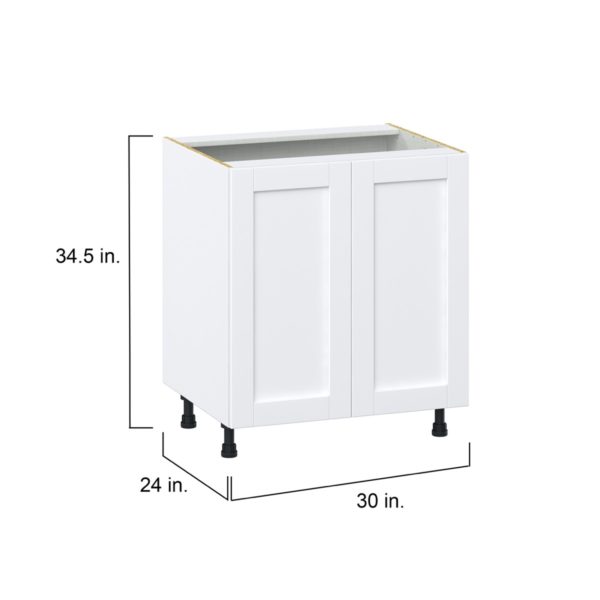 Dahlia Bright White  Shaker Assembled Base Cabinet with 2 Full High Doors and 3 Inner Drawers (30 in. W x 34.5 in. H x 24 in. D)