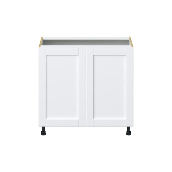 Dahlia Bright White  Shaker Assembled Base Cabinet with 2 Full High Doors and 3 Inner Drawers (36 in. W x 34.5 in. H x 24 in. D)