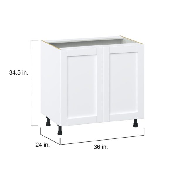 Dahlia Bright White  Shaker Assembled Base Cabinet with 2 Full High Doors and 3 Inner Drawers (36 in. W x 34.5 in. H x 24 in. D)