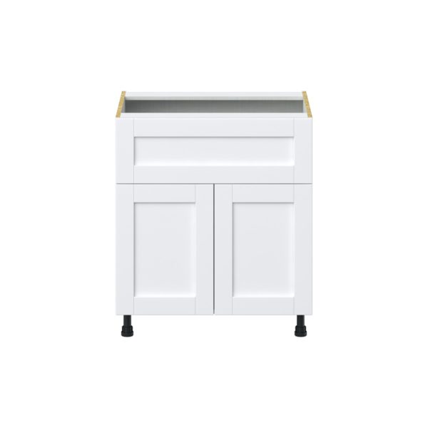 Dahlia Bright White  Shaker Assembled Base Cabinet with 1 Door and 10 in. Drawer (30 in. W x 34.5 in. H x 24 in. D)