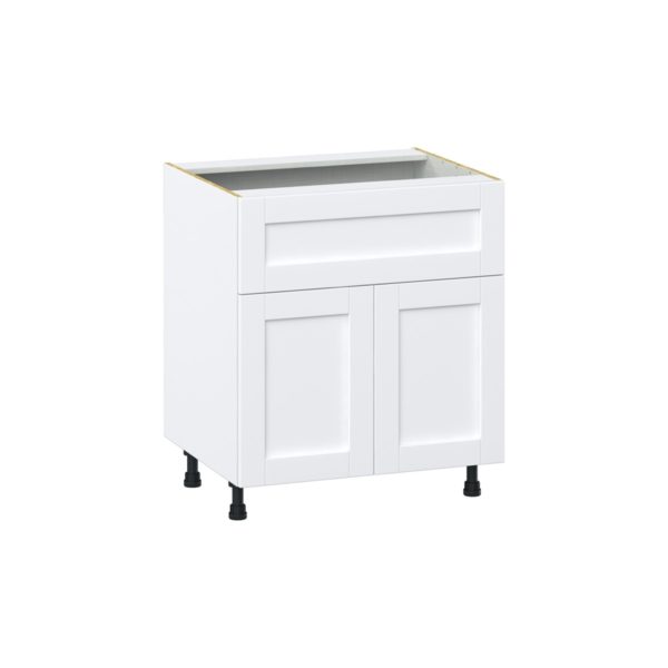 Dahlia Bright White  Shaker Assembled Base Cabinet with 1 Door and 10 in. Drawer (30 in. W x 34.5 in. H x 24 in. D)