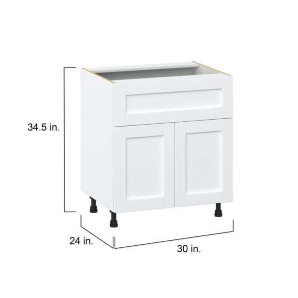 Dahlia Bright White  Shaker Assembled Base Cabinet with 1 Door and 10 in. Drawer (30 in. W x 34.5 in. H x 24 in. D)