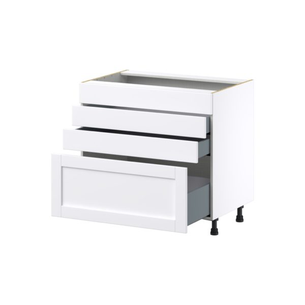 Dahlia Bright White  Shaker Assembled Cooktop Base Cabinet with Drawers and False Front (36 in. W x 34.5 in. H x 24 in. D)