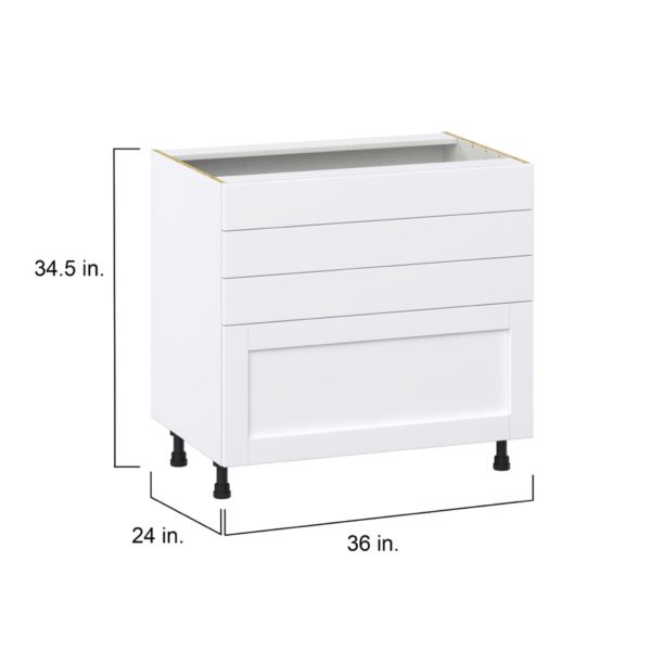 Dahlia Bright White  Shaker Assembled Cooktop Base Cabinet with Drawers and False Front (36 in. W x 34.5 in. H x 24 in. D)