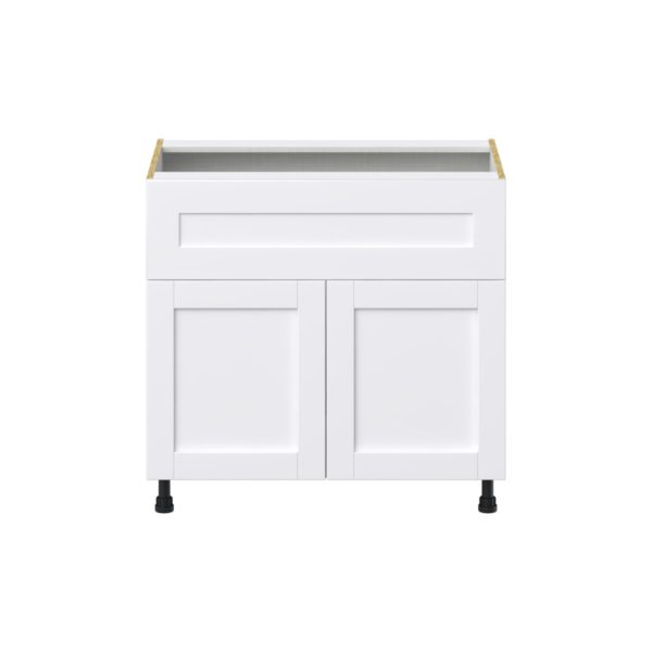 Dahlia Bright White  Shaker Assembled Cooktop Base Cabinet with 2 Doors and a 10 in. Drawer (36 in. W x 34.5 in. H x 24 in. D)