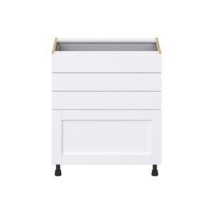 Dahlia Bright White  Shaker Assembled Base Cabinet with 4 Drawers (30 in. W x 34.5 in. H x 24 in. D)