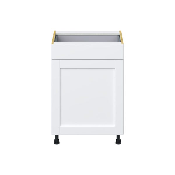 Dahlia Bright White  Shaker Assembled Base Cabinet with 1  Door and 1 Drawer (24 in. W x 34.5 in. H x 24 in. D)