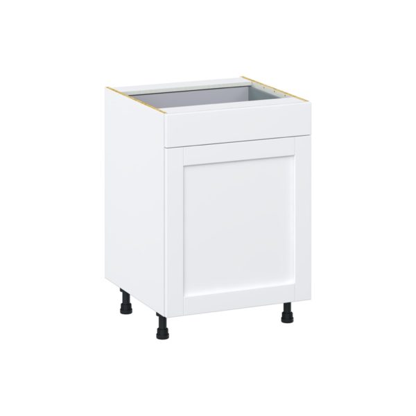 Dahlia Bright White  Shaker Assembled Base Cabinet with 1  Door and 1 Drawer (24 in. W x 34.5 in. H x 24 in. D)