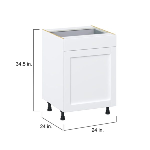 Dahlia Bright White  Shaker Assembled Base Cabinet with 1  Door and 1 Drawer (24 in. W x 34.5 in. H x 24 in. D)