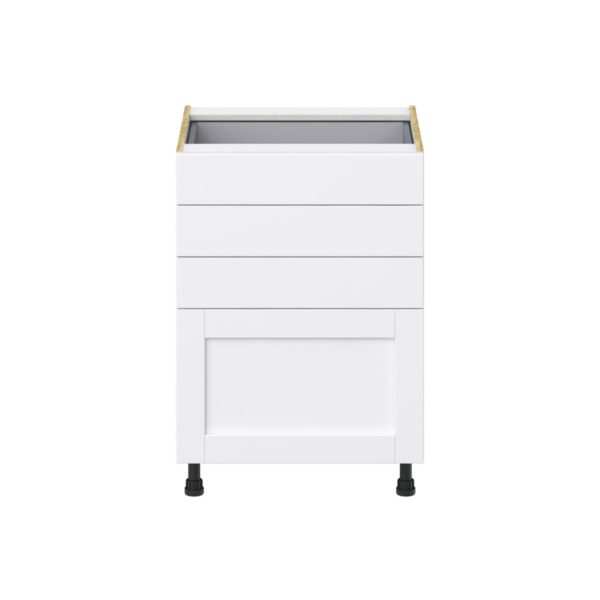 Dahlia Bright White  Shaker Assembled Base Cabinet with 4 Drawers (24 in. W x 34.5 in. H x 24 in. D)