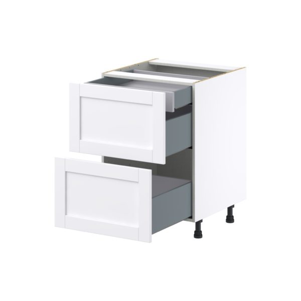 Dahlia Bright White  Shaker Assembled Base Cabinet with 2 Drawers and 1 Inner Drawer (24 in. W x 34.5 in. H x 24 in. D)