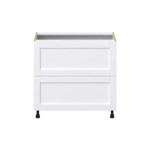 Dahlia Bright White  Shaker Assembled  Cooktop Base Cabinet with 2 Drawers and a Inner Drawer (36 in. W x 34.5 in. H x 24 in. D)