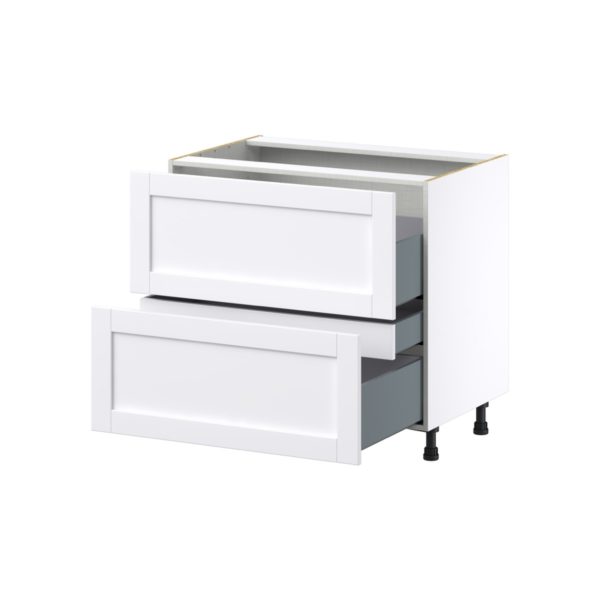 Dahlia Bright White  Shaker Assembled  Cooktop Base Cabinet with 2 Drawers and a Inner Drawer (36 in. W x 34.5 in. H x 24 in. D)