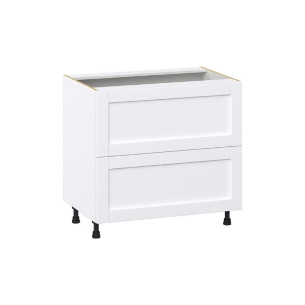 Dahlia Bright White  Shaker Assembled  Cooktop Base Cabinet with 2 Drawers and a Inner Drawer (36 in. W x 34.5 in. H x 24 in. D)