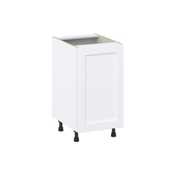 Dahlia Bright White  Shaker Assembled Base Cabinet with a Full High Door (18 in. W x 34.5 in. H x 24 in. D)