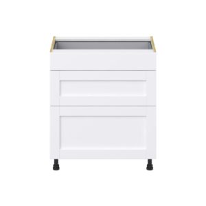 Dahlia Bright White  Shaker Assembled Base Cabinet with 3 Drawers (30 in. W x 34.5 in. H x 24 in. D)