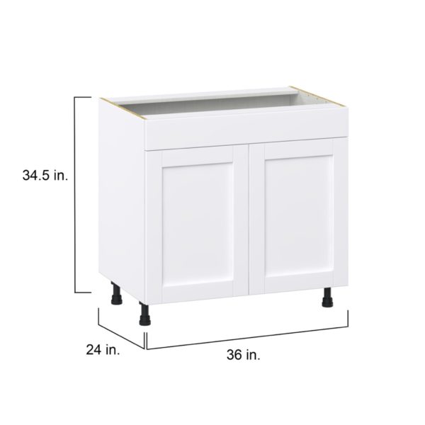 Dahlia Bright White  Shaker Assembled Cooktop Base Cabinet with 2 Doors and False Front (36 in. W x 34.5 in. H x 24 in. D)