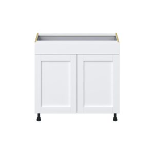 Dahlia Bright White  Shaker Assembled Base Cabinet with 2  Doors and 1 Drawer (36 in. W x 34.5 in. H x 24 in. D)