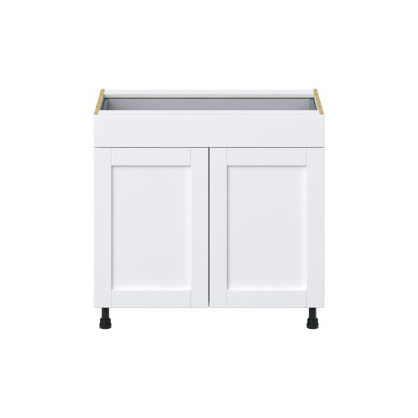 Dahlia Bright White  Shaker Assembled Base Cabinet with 2  Doors and 1 Drawer (36 in. W x 34.5 in. H x 24 in. D)