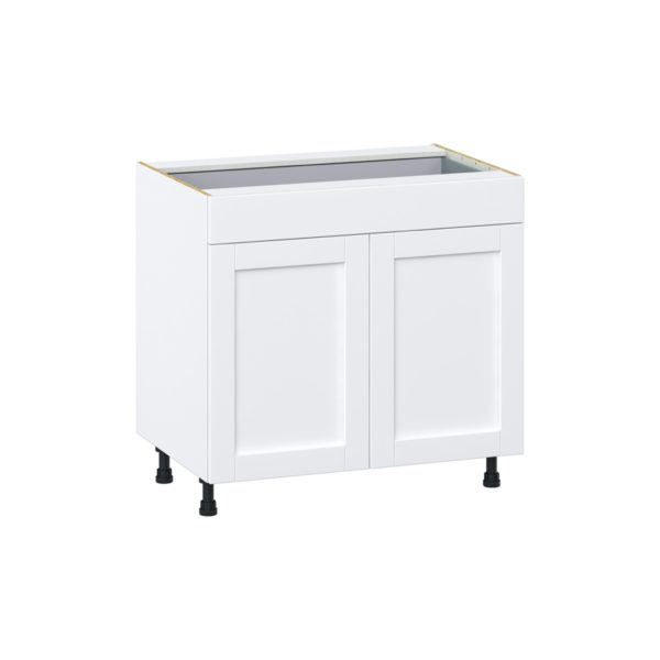 Dahlia Bright White  Shaker Assembled Base Cabinet with 2  Doors and 1 Drawer (36 in. W x 34.5 in. H x 24 in. D)