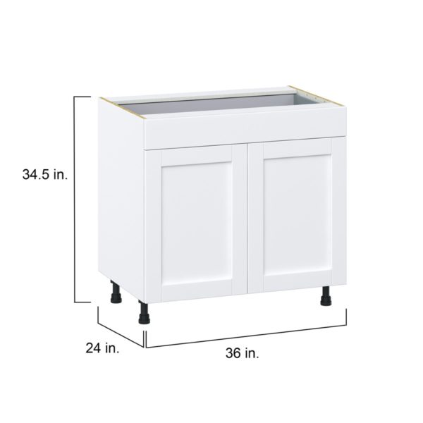 Dahlia Bright White  Shaker Assembled Base Cabinet with 2  Doors and 1 Drawer (36 in. W x 34.5 in. H x 24 in. D)