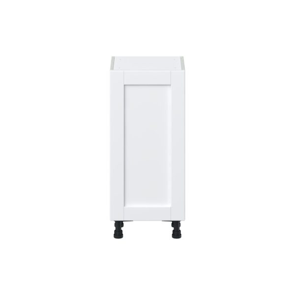 Dahlia Bright White  Shaker Assembled Shallow Base Cabinet with a Full High Door and 3 Inner Drawers (15 in. W x 34.5 in. H x 14 in. D)