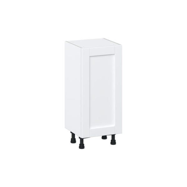 Dahlia Bright White  Shaker Assembled Shallow Base Cabinet with a Full High Door and 3 Inner Drawers (15 in. W x 34.5 in. H x 14 in. D)