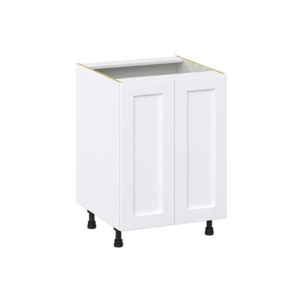 Dahlia Bright White  Shaker Assembled Sink Base Cabinet with a Full High Door (24 in. W x 34.5 in. H x 24 in. D)