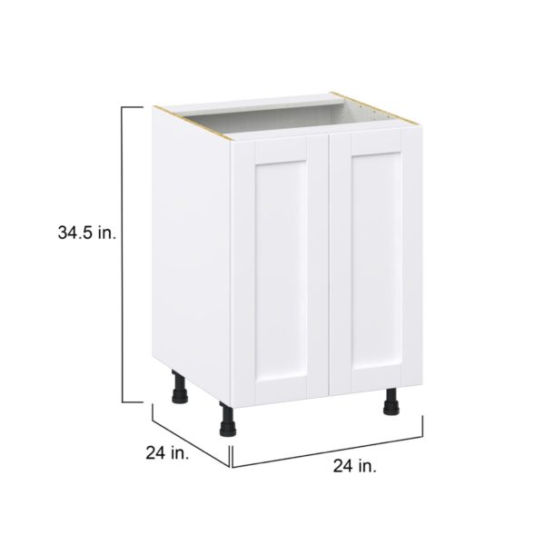 Dahlia Bright White  Shaker Assembled Sink Base Cabinet with a Full High Door (24 in. W x 34.5 in. H x 24 in. D)