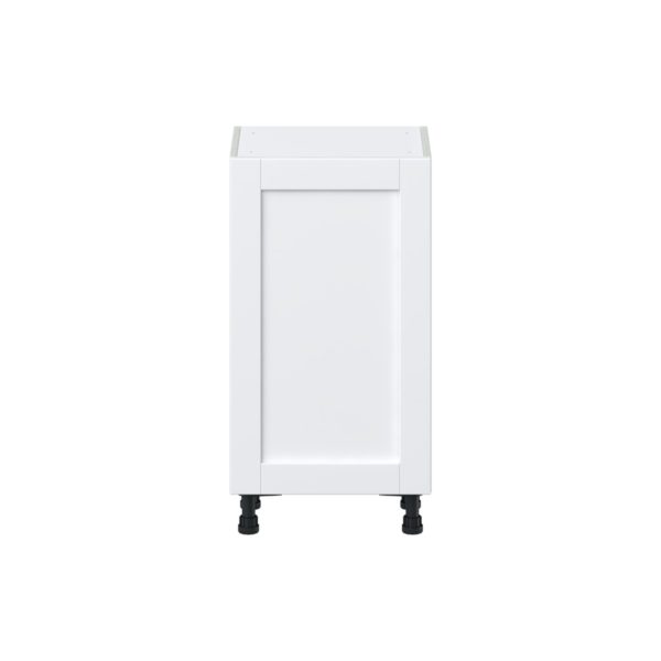 Dahlia Bright White  Shaker Assembled Shallow Base Cabinet with a Full High Door and 3 Inner Drawers (18 in. W x 34.5 in. H x 14 in. D)