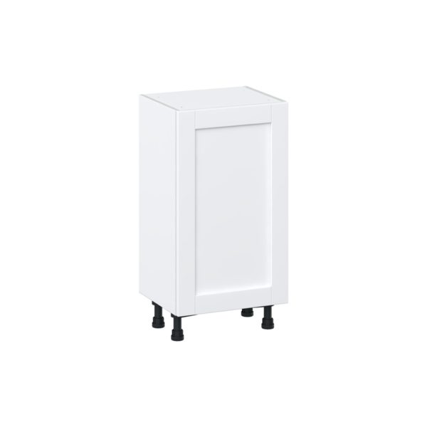 Dahlia Bright White  Shaker Assembled Shallow Base Cabinet with a Full High Door and 3 Inner Drawers (18 in. W x 34.5 in. H x 14 in. D)