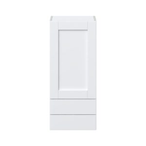 Dahlia Bright White  Shaker Assembled Wall  Cabinet with a Door and Two 5 in. Drawers (15 in. W x 35 in. H x 14 in. D)