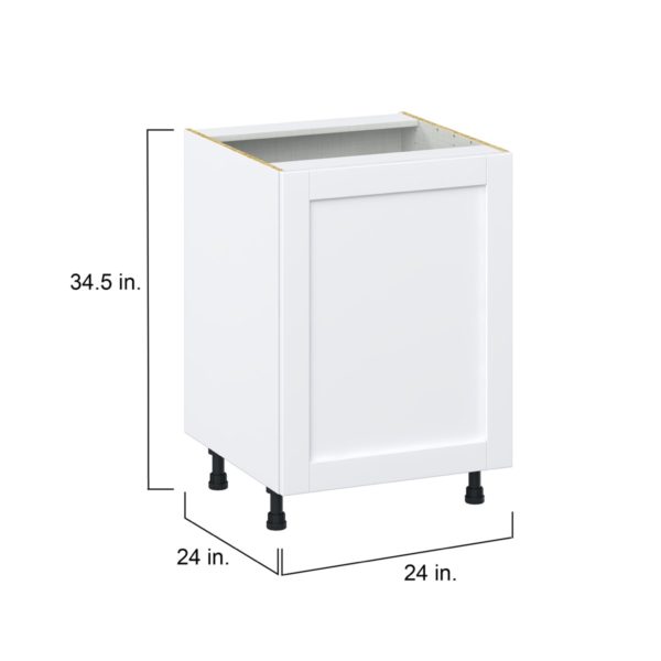 Dahlia Bright White  Shaker Assembled Base Cabinet with a Full High Door (24 in. W x 34.5 in. H x 24 in. D)